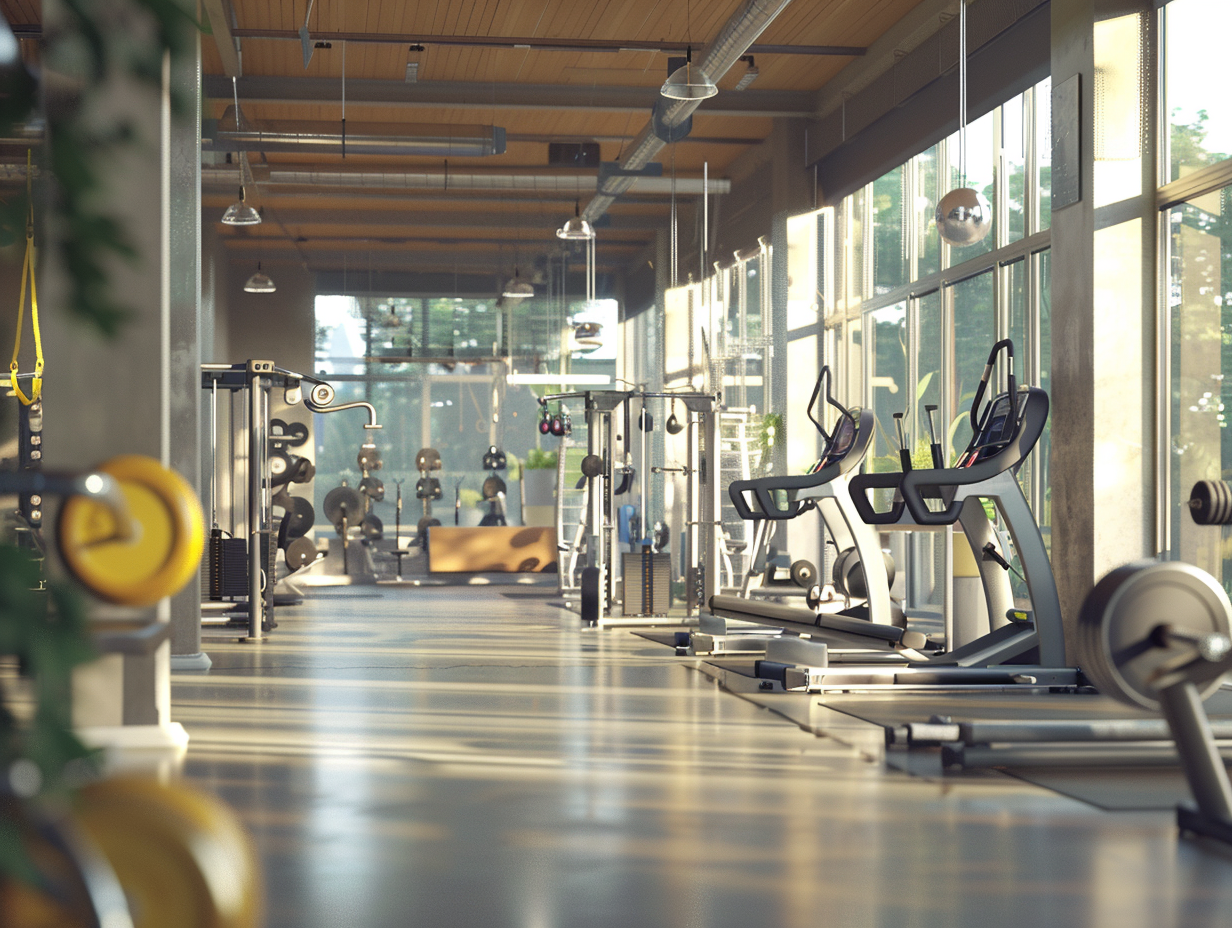 Група людей під час групового фітнес заняття